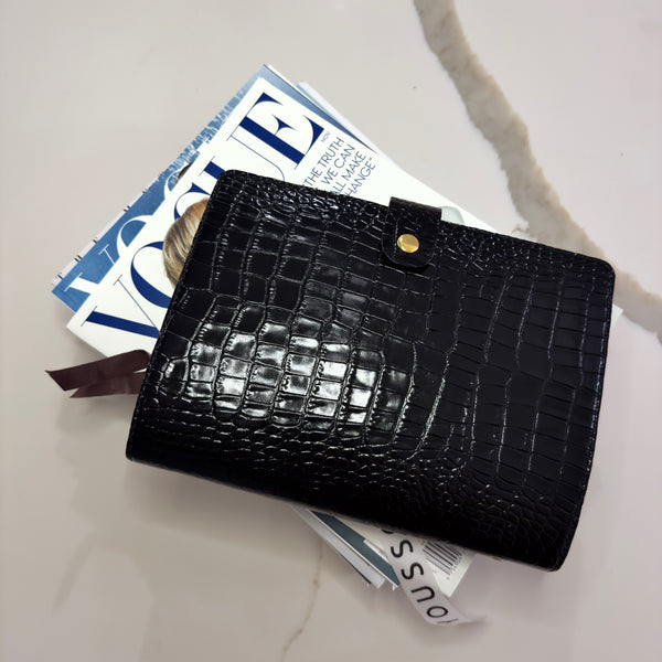 Luxury Leather Planner – Black Croc Edition