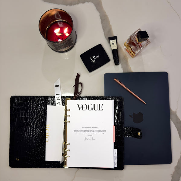 Luxury Leather Planner – Black Croc Edition