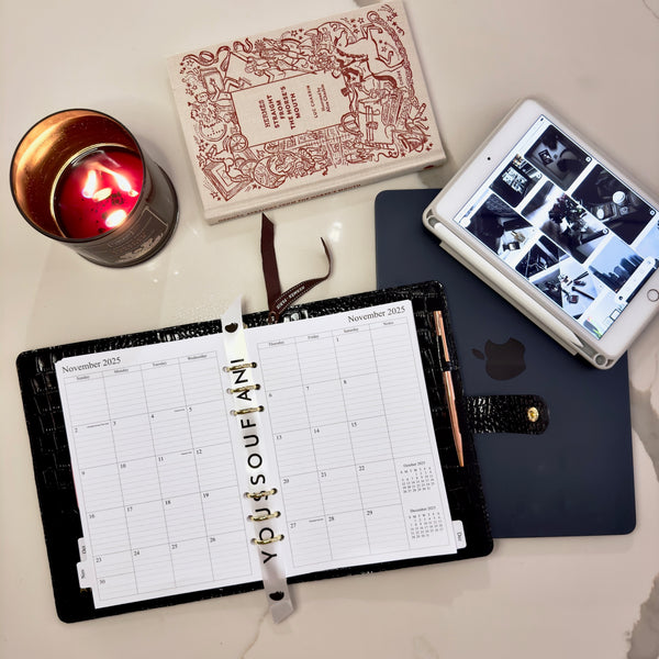 Luxury Leather Planner – Black Croc Edition